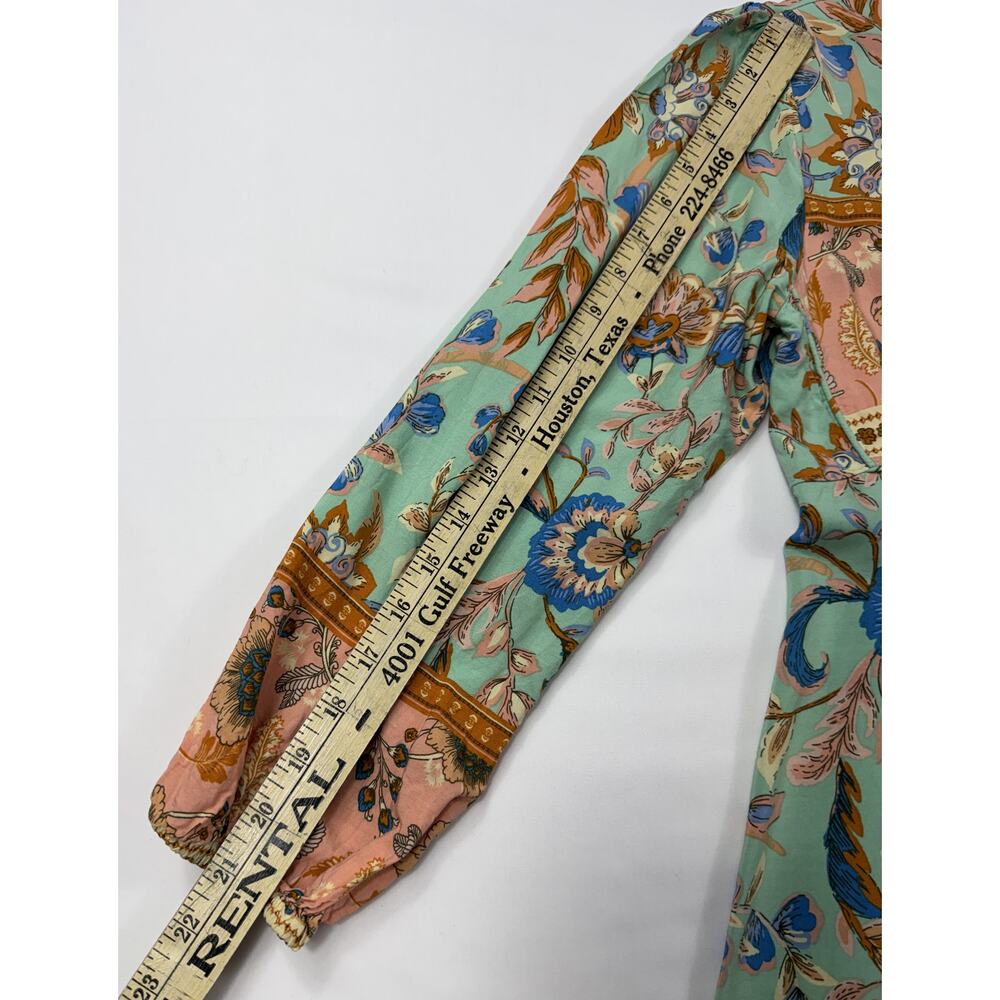 R.Vivimos sage and peach Sz 6 floral boho long-sleeve midi dress - Picture 13 of 13